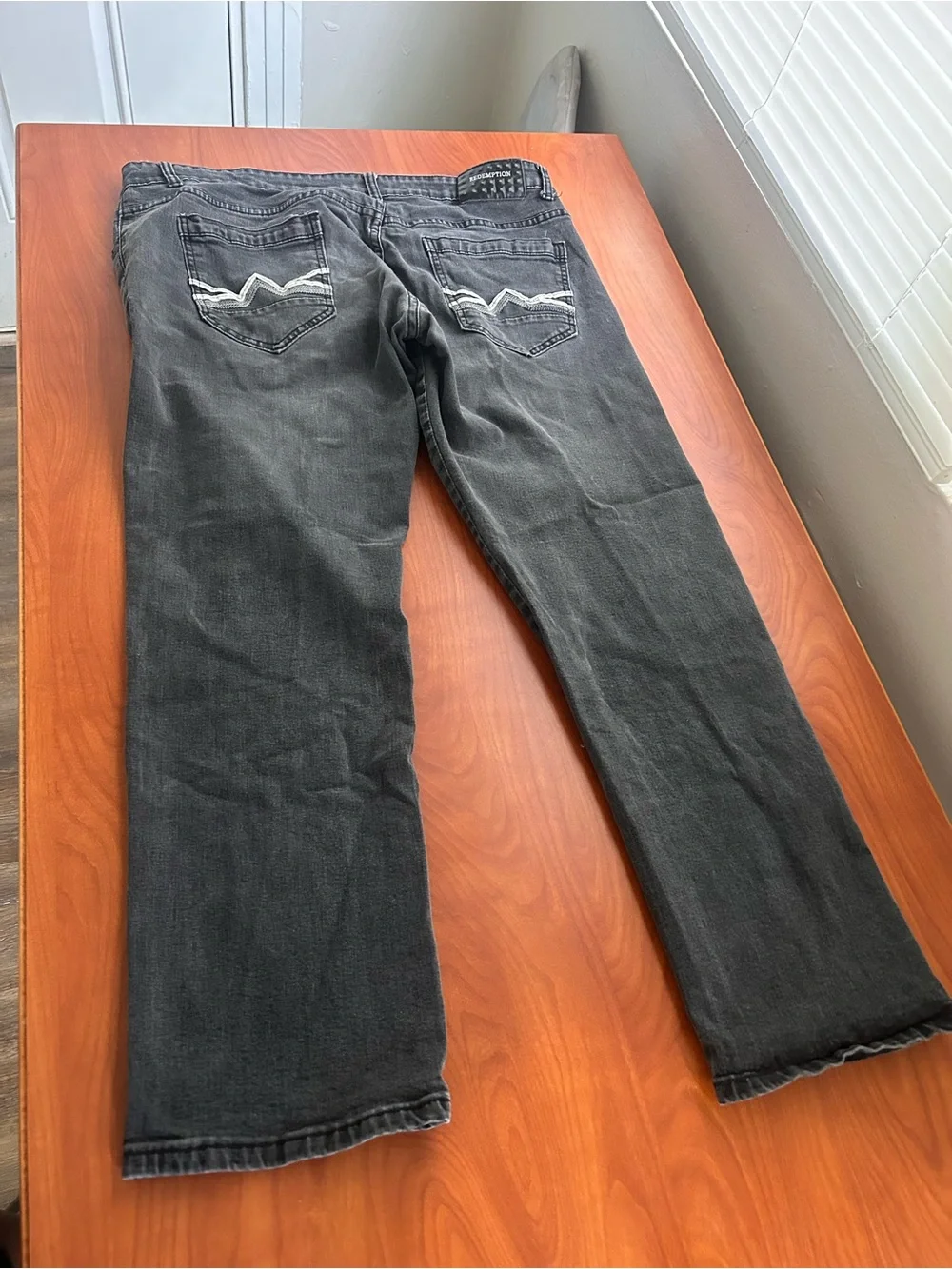 Redemption Men’s Slim Straight Jeans in Charcoal Gray